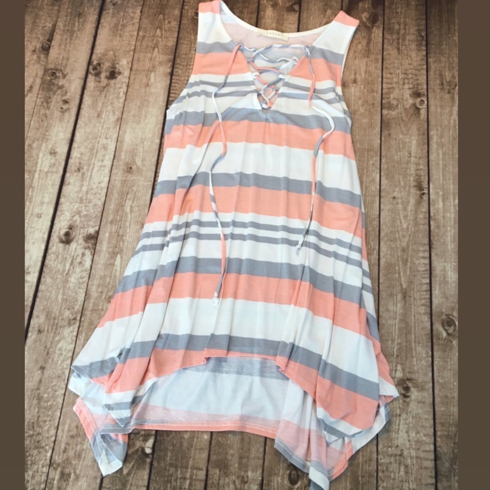 Light pink, light grey and white strip shirt